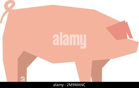 Icône porc. Animal de ferme rose de style polygonal Illustration de Vecteur