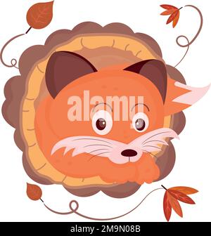 Isolé mignon renard automne animal vecteur Illustration de Vecteur