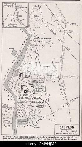 Carte vintage / plan de Babylone Banque D'Images