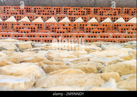 Ancienne vieille brique Stone Texture pattern background Banque D'Images