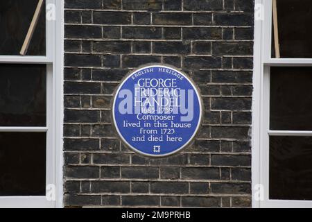 Compositeur Handal Blue plaque London Brook Street Banque D'Images