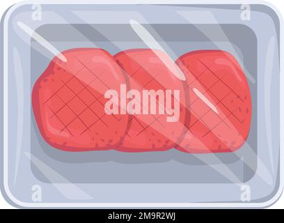 Steak de hamburger cru. Viande de bœuf dans un emballage en plastique isolé sur fond blanc Illustration de Vecteur