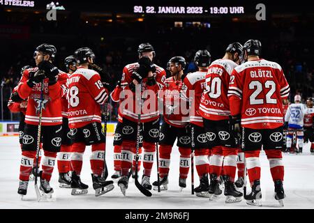 COLOGNE, ALLEMAGNE - 18 JANVIER 2023 : match de hockey DEL Koelner Haie - ailes de fard de Schwenninger Banque D'Images