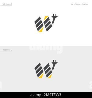 Lettre W marquage Solar Electric Socket logo Design. Illustration de Vecteur