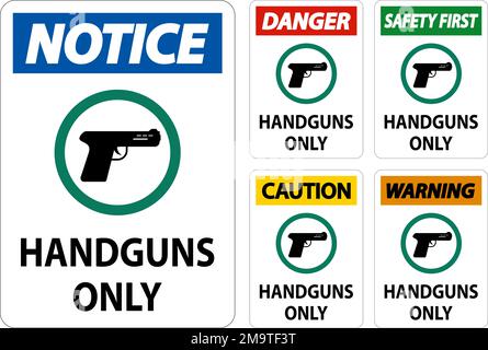 Avis armes à feu autorisées affiche armes de poing seulement Illustration de Vecteur