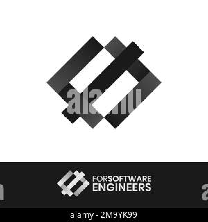 Logo pour développeur ou ingénieur de logiciels au format vectoriel EPS moderne, simple, audacieux et luxueux. Illustration de Vecteur