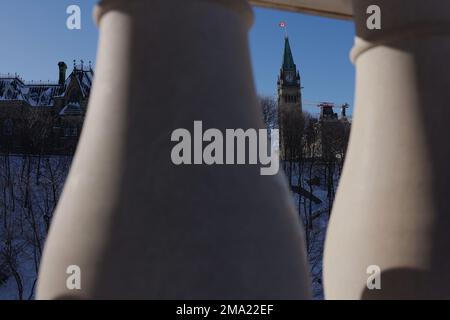 Visiter le centre-ville d'Ottawa après une chute de neige. Banque D'Images