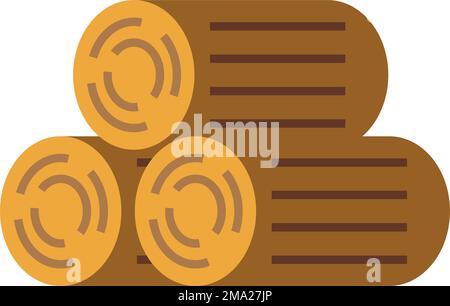 Icône de journal de conception à plat. Bois de chauffage et bois. Carburant. Vecteur modifiable. Illustration de Vecteur