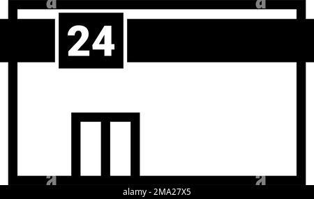 magasin de proximité ouvert 24 heures sur 24. Magasin d'angle. Vecteur modifiable. Illustration de Vecteur