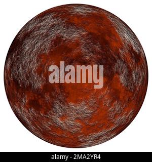 Image numérique haute résolution de la planète mars isolée sur blanc. Banque D'Images