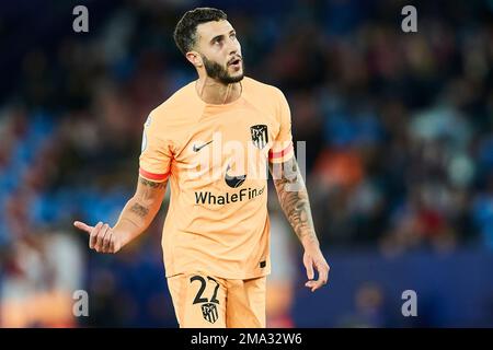 Mario Hermoso (Atlético de Madrid, n° 22) réagit Banque D'Images