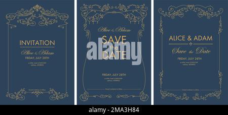 Invitation enregistrer la date, le vecteur de cérémonie de mariage Illustration de Vecteur