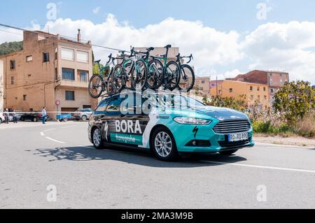 Voiture de l'équipe Bora hansgrohe. Volta Catalunya 2019. Volta Road Cyclisme en Catalogne. Picamoixons, Tarragone, Catalogne, Espagne Banque D'Images