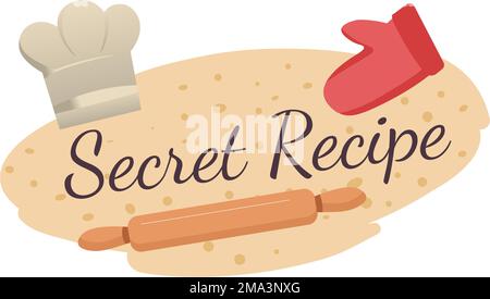 Recette secrète, produits de boulangerie pâte et broche Illustration de Vecteur