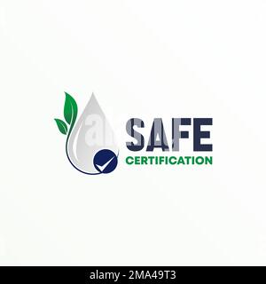 Unique eau avec feuilles et liste de contrôle image graphique icône logo design abstrait concept vecteur stock. symbole lié à l'environnement ou à la nature Illustration de Vecteur