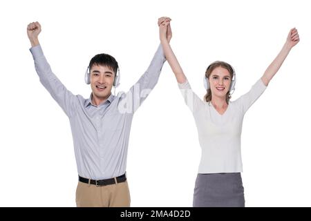 Deux jeunes hommes portant un casque Banque D'Images