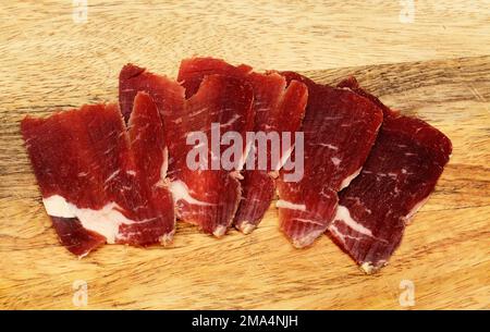 Cecina de Leon, bœuf salé et séché à l'air de la province de Leon en Espagne, spécialité locale Banque D'Images