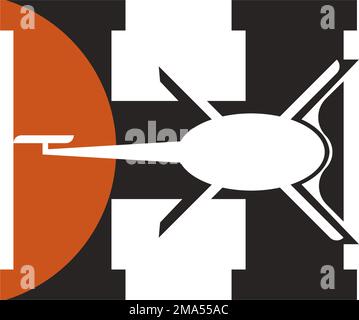 Champ hélicoptère ou la lettre H . modèle d'illustration de vecteur de logo. Illustration de Vecteur