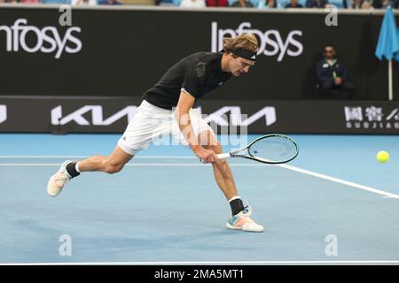 Melbourne, Australie, 19th janvier 2023. Alexander Zverev est en action à l'Open de tennis australien Grand Chelem à Melbourne Park. Crédit photo: Frank Molter/Alamy Live News Banque D'Images