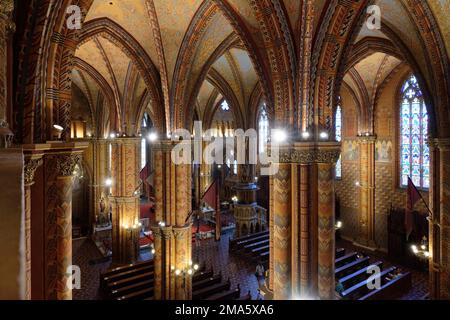 Eglise Matthias, vue intérieure, Buda, Budapest, Hongrie Banque D'Images