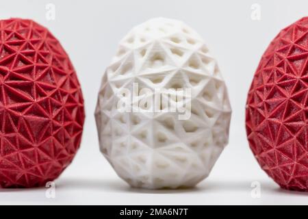 3d oeuf imprimé, objet de pâques, décoration de style polygonal voronoi Banque D'Images