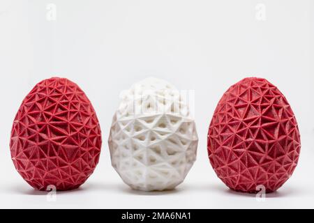3d oeuf imprimé, objet de pâques, décoration de style polygonal voronoi Banque D'Images