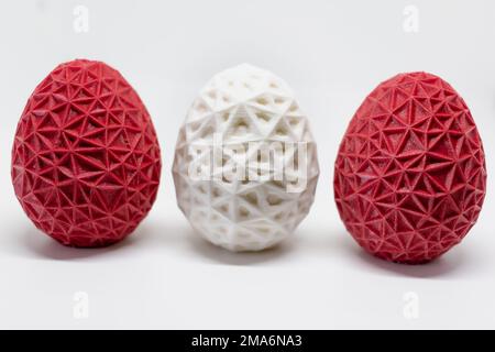 3d oeuf imprimé, objet de pâques, décoration de style polygonal voronoi Banque D'Images