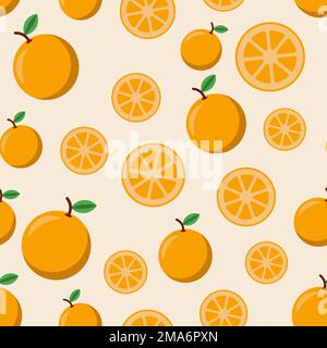 Motif sans couture avec des oranges sur fond orange Illustration de Vecteur