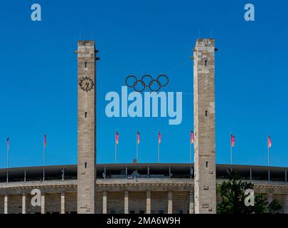 Olympiastadion Berlin, préparation de l'événement final 2022 dans la métropole sportive de Berlin, Allemagne Banque D'Images