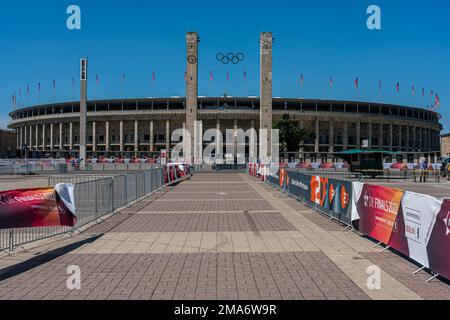 Olympiastadion Berlin, préparation de l'événement final 2022 dans la métropole sportive de Berlin, Allemagne Banque D'Images