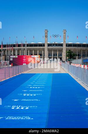 Olympiastadion Berlin, préparation de l'événement final 2022 dans la métropole sportive de Berlin, Allemagne Banque D'Images