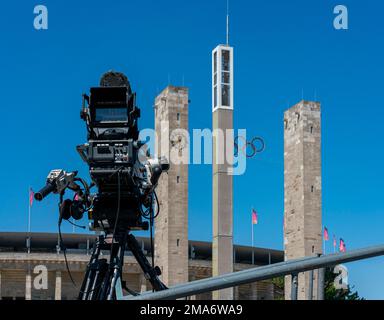 Olympiastadion Berlin, préparation de l'événement final 2022 dans la métropole sportive de Berlin, Allemagne Banque D'Images