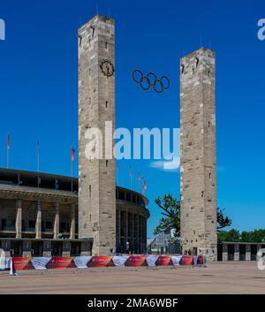 Olympiastadion Berlin, préparation de l'événement final 2022 dans la métropole sportive de Berlin, Allemagne Banque D'Images