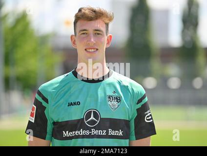 Gardien de but Florian Schock VfB Stuttgart Portraittermin VfB Stuttgart 2022 2023 Licence joueur football 1. Bundesliga Men GER Stuttgart 05. 07. 2022 Banque D'Images