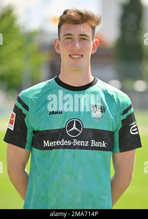 Gardien de but Florian Schock VfB Stuttgart Portraittermin VfB Stuttgart 2022 2023 Licence joueur football 1. Bundesliga Men GER Stuttgart 05. 07. 2022 Banque D'Images