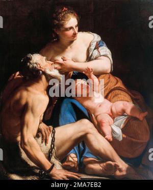 Antonio Bellucci, Cimon et Pero (Charité romaine), peinture à l'huile sur toile, vers 1685 Banque D'Images