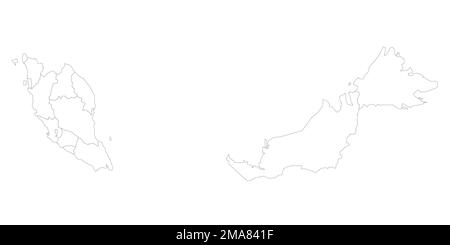 Malaisie carte politique des divisions administratives Illustration de Vecteur