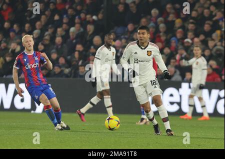 Londres ANGLETERRE - 18 janvier:Casemiro de Manchester United lors du match de football de la première ligue anglaise entre le Palais de Cristal contre Manchester United Banque D'Images