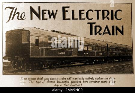 Une image de 1930 du train électrique nouvellement introduit, spéculant il pourrait remplacer la vapeur. Banque D'Images