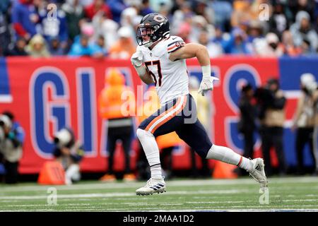 Chicago Bears linebacker Jack Sanborn (57) runs after the ball during an  NFL preseason football game against the Cleveland Browns, Saturday Aug. 27,  2022, in Cleveland. (AP Photo/Kirk Irwin Stock Photo - Alamy