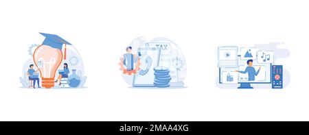 Intéressant faits de chimie recherche en ligne, appel payant, idée de programmation payée, définir un vecteur plat illustration moderne Illustration de Vecteur