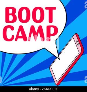 Affichage conceptuel Boot Camp. Mot écrit sur le camp d'entraînement militaire pour les nouvelles recrues discipline dure Fitness Banque D'Images