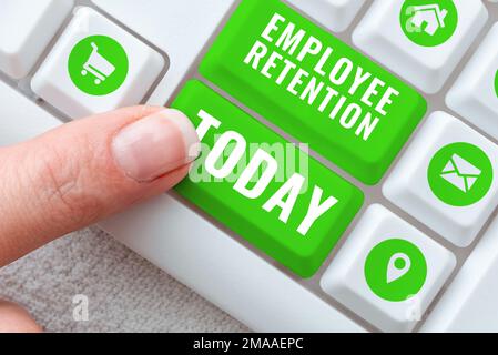 Légende présentant la rétention des employés. Présentation commerciale méthode de recrutement interne utilisée par les organisations Banque D'Images