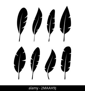 Plumes d'oiseau. Icône de silhouette en plumes Quill. Illustration du stock vectoriel Illustration de Vecteur