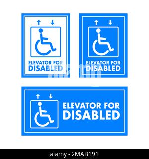 Ascenseur pour personnes handicapées. Avis ascenseur pour les affiches de personnes handicapées, étiquette. Illustration du stock vectoriel Illustration de Vecteur