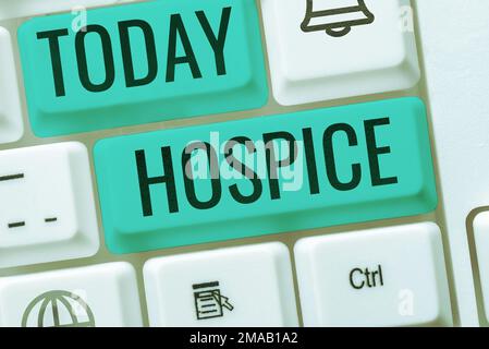 Écriture du texte affichant Hospice. La vitrine d'affaires met l'accent sur la palliation de la douleur d'un patient en phase terminale Banque D'Images