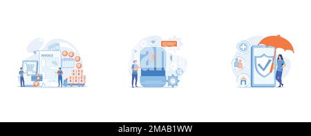 Application d'achat en ligne, service de livraison, entreprise de transport, utilisateur avec haut-parleur intelligent à commande vocale ou assistant vocal, obtention du client Illustration de Vecteur