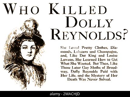 PORTRAIT DE DOLLY REYNOLDS - dentiste, le Dr Samuel J Kennedy a été impliqué dans l'affaire de longue date du meurtre de Dolly Reynolds aux États-Unis. La femme qui s'était inscrite sous le nom d'"E. Maxwell et sa femme au Grand Hôtel de New York a été trouvée volée et morte dans sa chambre par une femme de chambre sur 16 août 1898, son tueur n'a jamais été trouvé. Banque D'Images