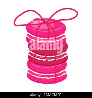 Set coloré doux avec macarons français avec de bons voeux Illustration de Vecteur