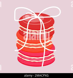 Set coloré doux avec macarons français avec de bons voeux Illustration de Vecteur